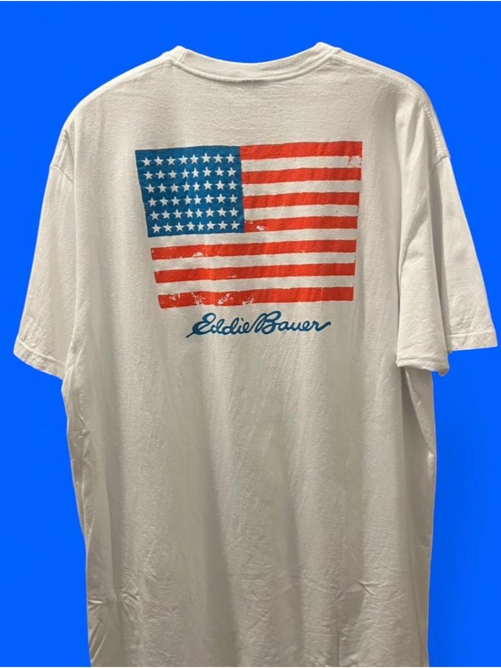 Eddie Bauer White Short-Sleeve Tee with Flag Graphic